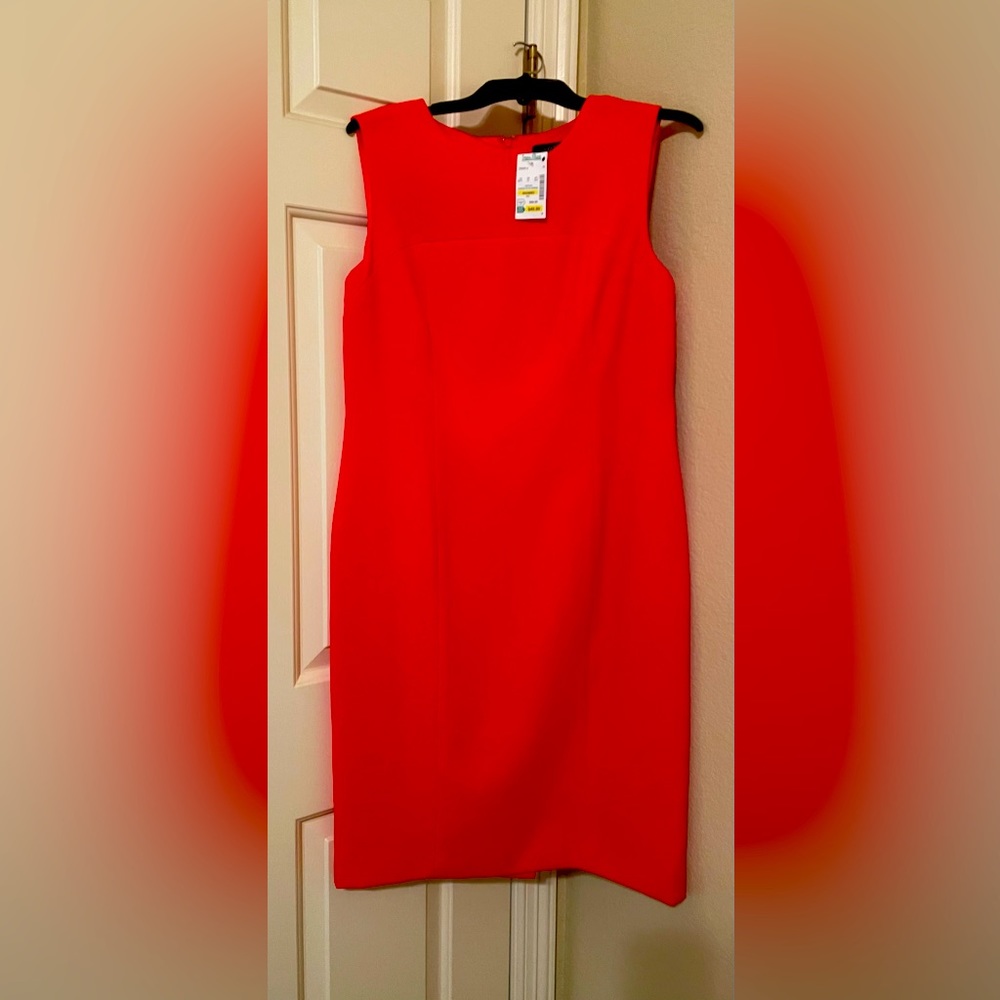 Kasper size 10 (fits like 8),orange, fully lined, sheath dress new with tags